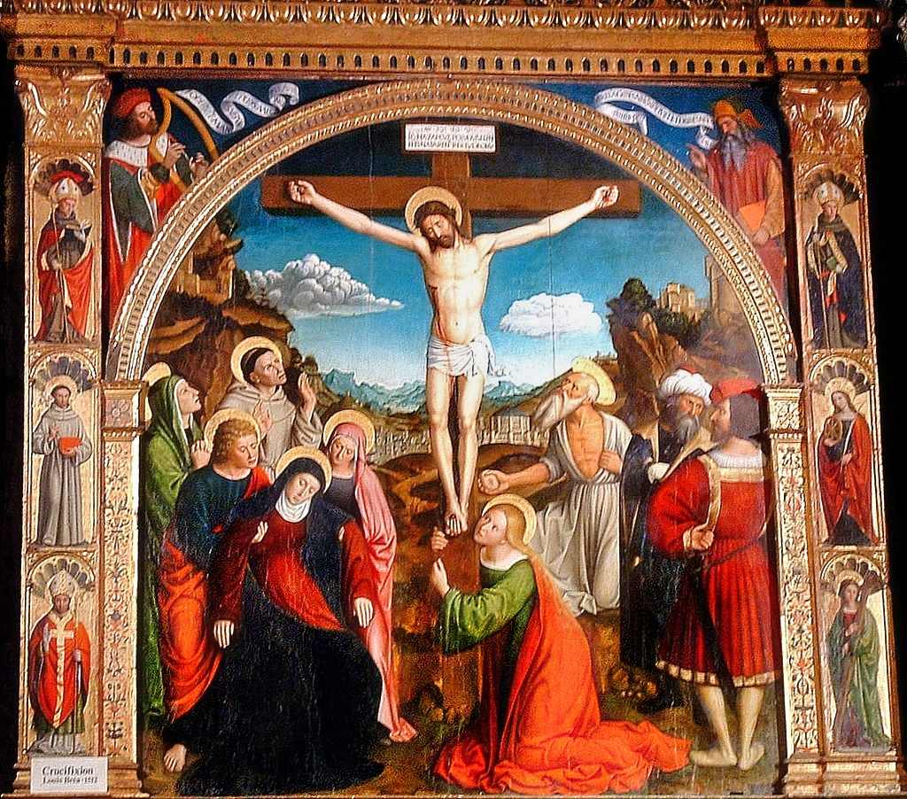 The painting "The Crucifixion" by Louis Bréa from 1572