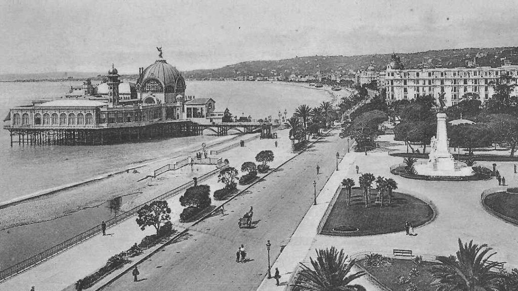 Gammelt billede af det daværende kasino fra 1880, La Jetée Promenade i Nice