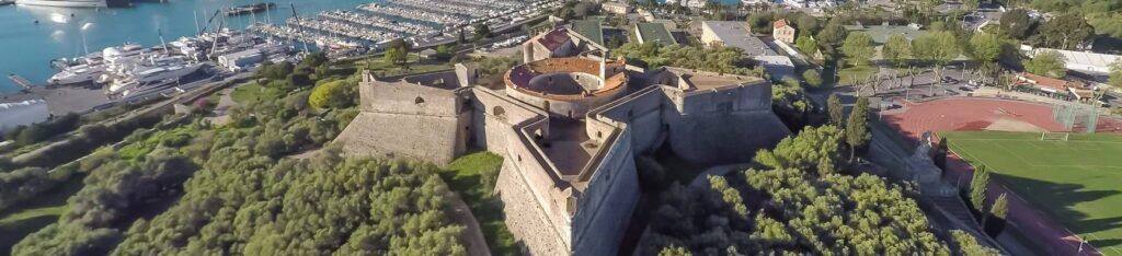 Fort Carré with it's four bastions seen from the air in Antibes
