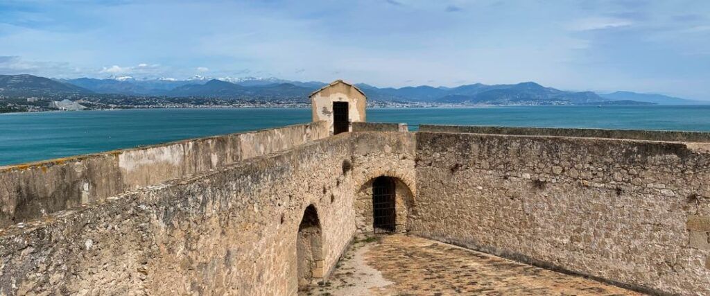 the Nice bastion at Fort Carré in Antibes facing the mountains and Nice