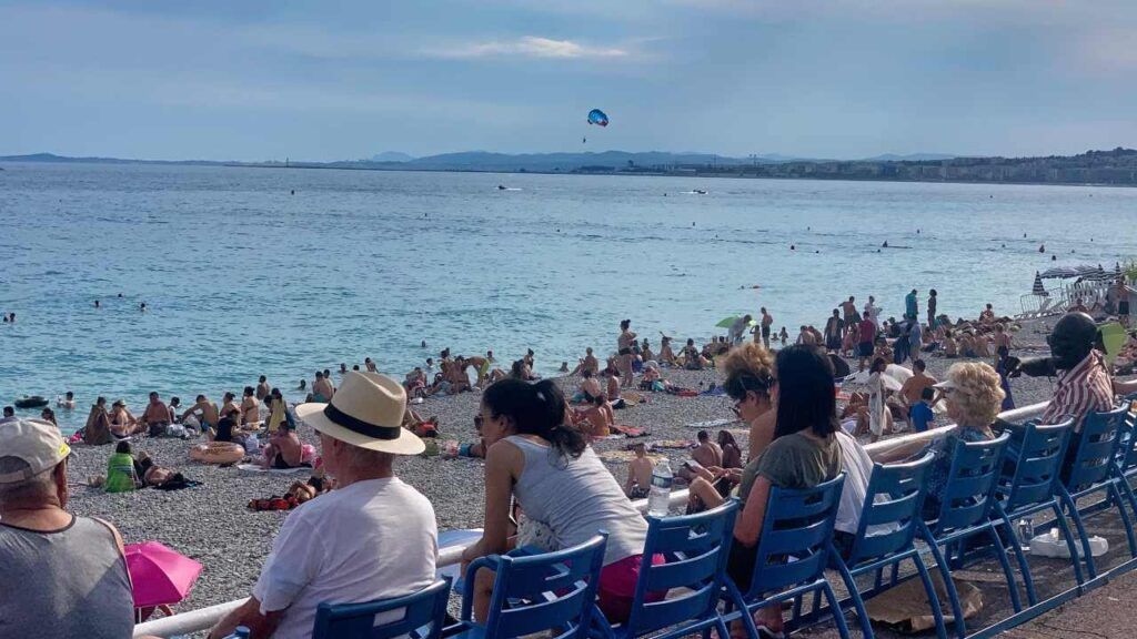 stranden ved Promenade des Anglais i Nice