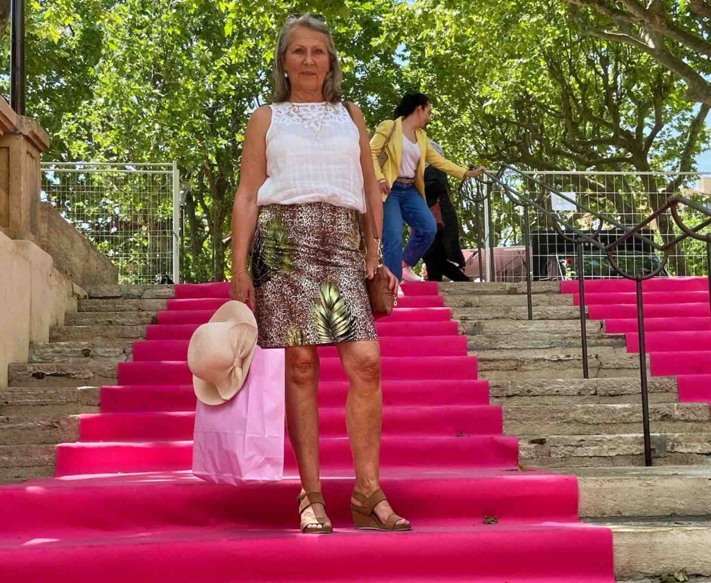 The red carpet on the steps of Cours Honoré Cresp in Grasse 