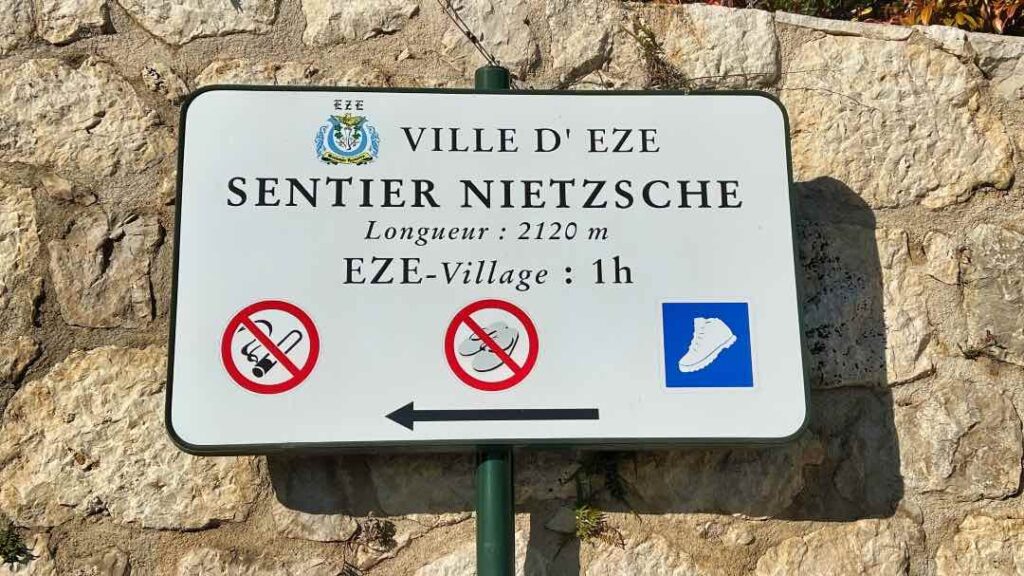 skilt til vandretur Chemin de Nietzsche Èze